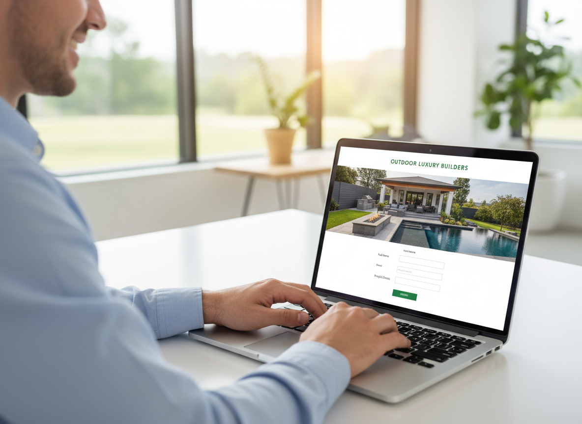 Website contact form submission being handled for an outdoor living contractor
